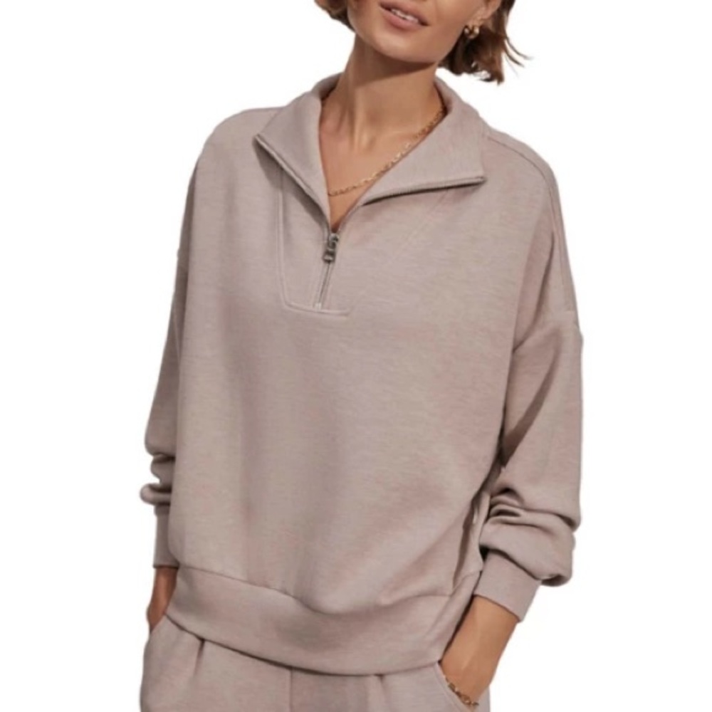 Varley Taupe DoubleSoft Hawley Halfzip in Size Medium!
